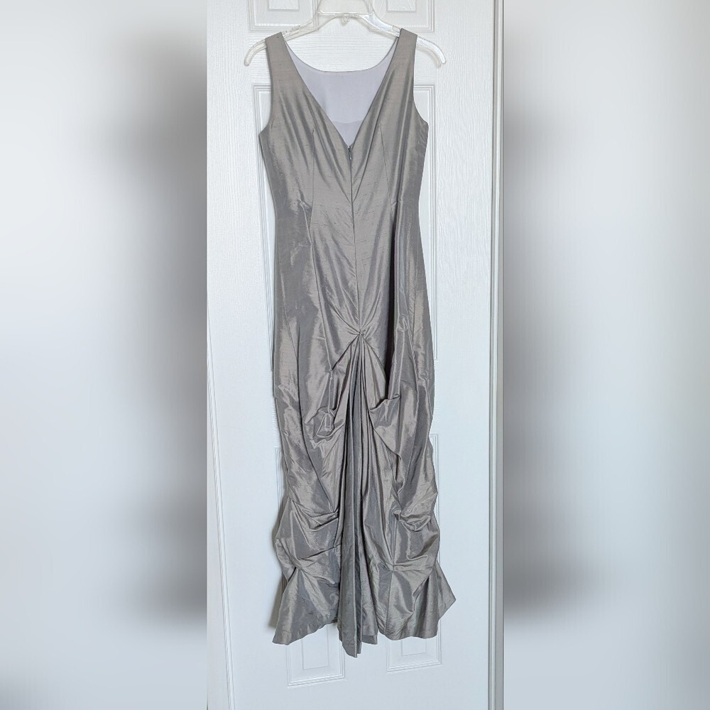 Women's 100% Silk Formal Custom-Made Maxi Dress/Gown w/Ruching, Bustle & Train - Picture 3 of 14